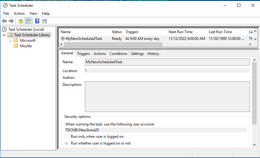Task Manager GUI using a sMSA account