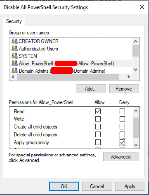 Disable All PowerShell permissions settings