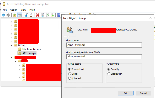 Create a New ACL Groups called Allow_PowerShell.