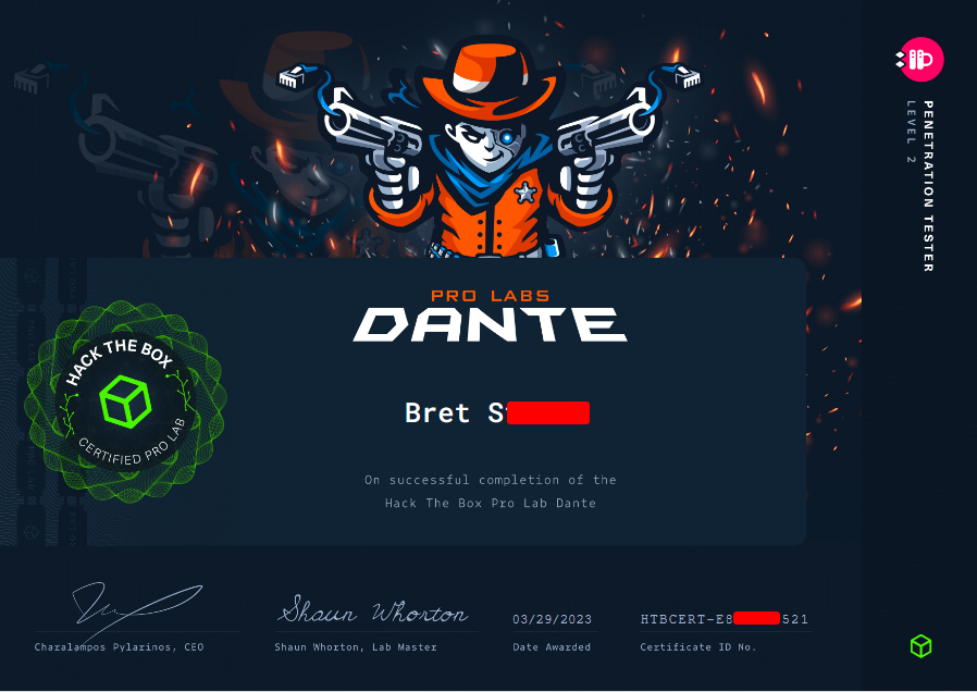 Dante Pro Labs Certificate