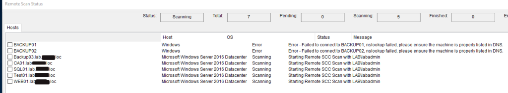 NIST SCAP Configuration Check Scan in progress.