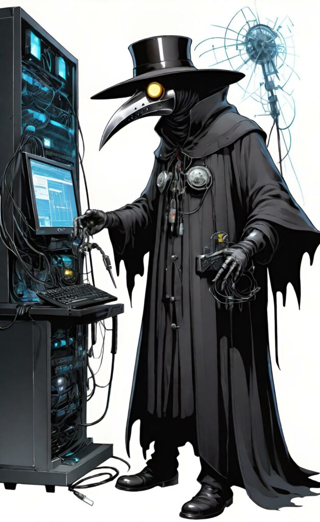 plague doctor collecting DFIR data from computers