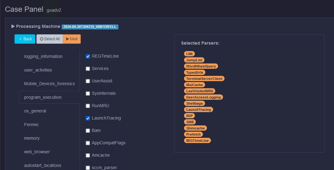 DFIR Kuiper process parser for KAPE machine data