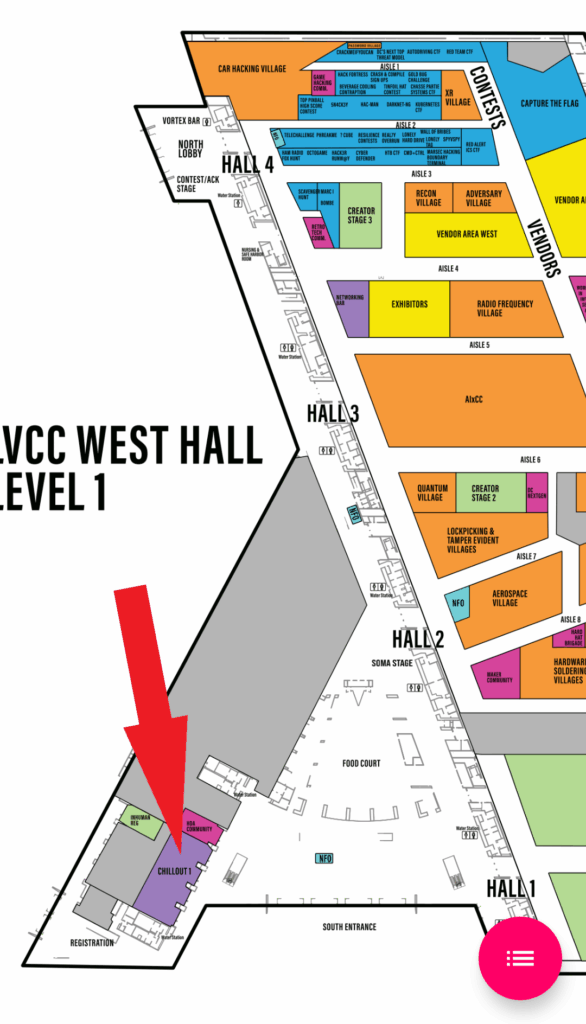 DEF CON map registration location